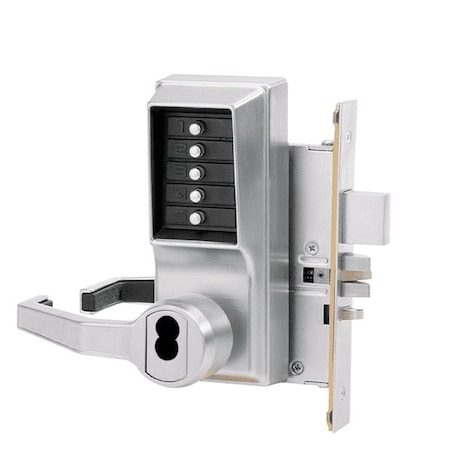Dormakaba Simplex Mortise Combination Lever Lock, Key Override, Passage, Lockout, 6/7-Pin SFIC Prep, Les KABA-L8146B-26D-41